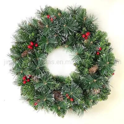 Customized PE Pine Needle Mixed PVC Christmas Wreath