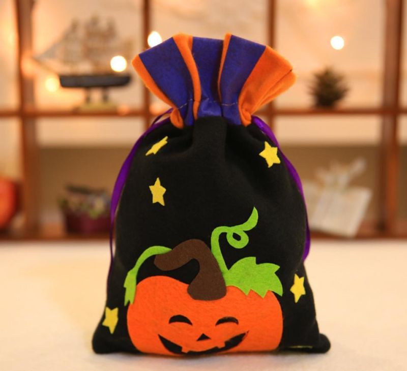 Holiday Decoration Halloween Decorations Witch Pumpkin Drawstring Tote Bag
