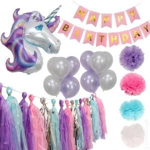 Umiss Paper Hanging POM Poms Unicorn Balloon Decoration for Birthday Party