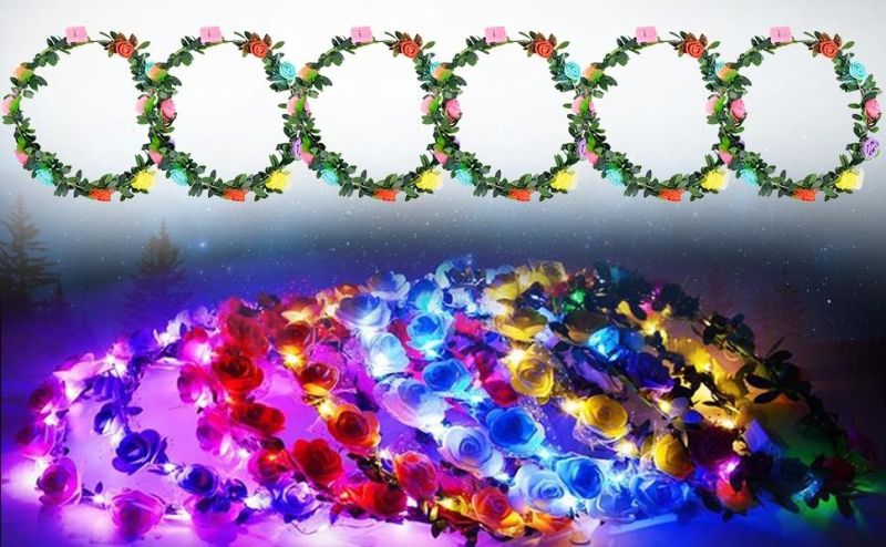 Women Girls LED Flower Head Band Crown for Wedding Festival and Partys