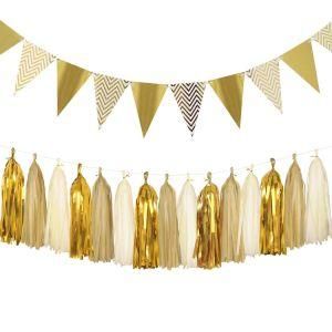 Umiss Paper Triangle Bunting for Baby Shower Christmas Halloween Decorations