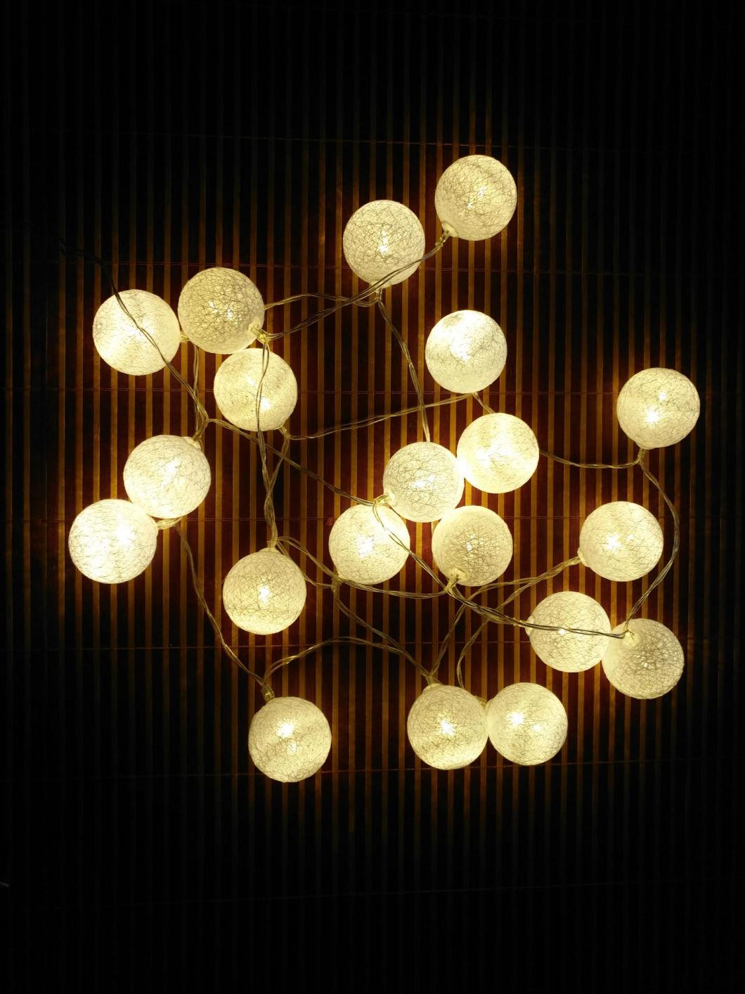 Decorative Round Multi-Color Wedding Christmas Cotton Ball LED String Light
