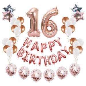 Number 16 Birthday Balloons Happy Birthday 16th Years Old Woman Party Decorations