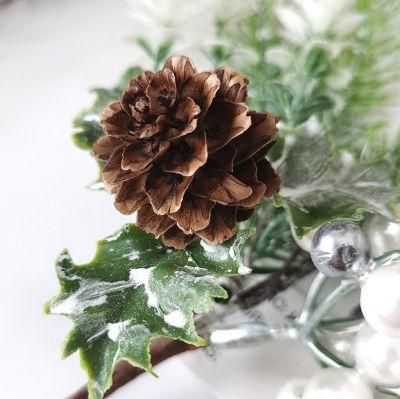 Artificial Plastic Pine Flower Christmas Fruit Artificial Plants Decoration Plastic Artificial Flower Wholesale