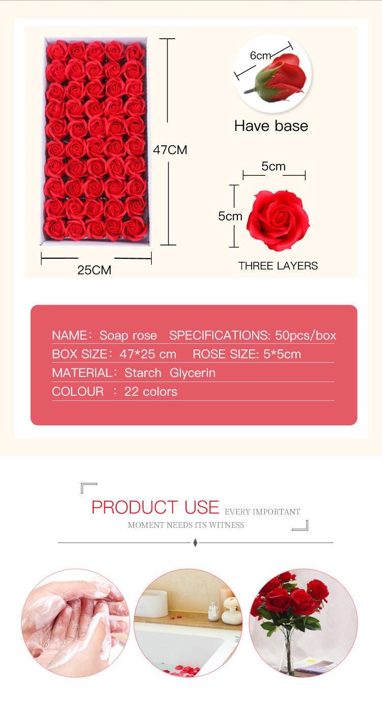 Factory Wholesale 3 Layers Refresh DIY Valentine′s Day Rose Flower Heads Soap Flower