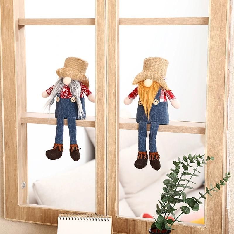 Cross-Border New Christmas Long Legs Mbrudoff Doll Cowboy Hat Faceless Doll Window Sitting Ornaments