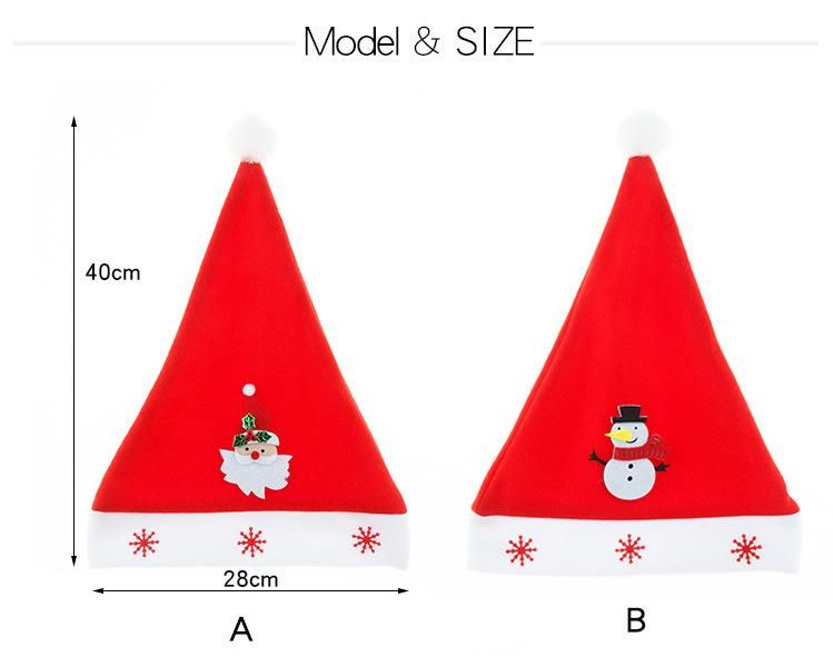New Flannelette Cartoon Hat Christmas Decorations Felt-Patterned Hat Santa Hat Holiday Party Cap