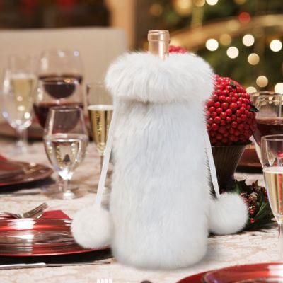 Foreign Trade Christmas New Products Champagne Bottle Set Christmas Red Wine Set Table Decoration White Plush Bottle Bag