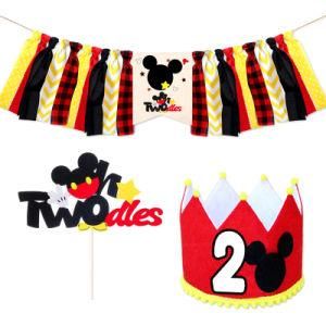 Mickey Mouse Happy Birthday Banner Second Birthday Theme Streamers Decorations