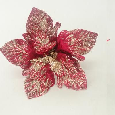 Wholesale Christmas Decoration Glitter Artificial Flower