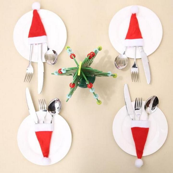 Christmas Dinner Tableware Cutlery Bag Cover Knife Spoon Fork Bag