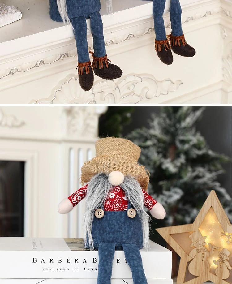 Cross-Border New Christmas Long Legs Mbrudoff Doll Cowboy Hat Faceless Doll Window Sitting Ornaments