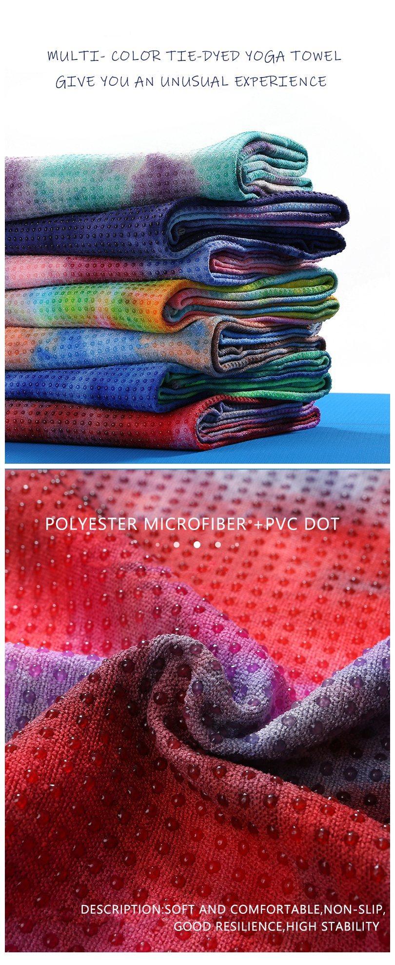 Custom Wholesale Hot Silicone Microfiber Yoga Towel Non Slip Yoga Mat Towel