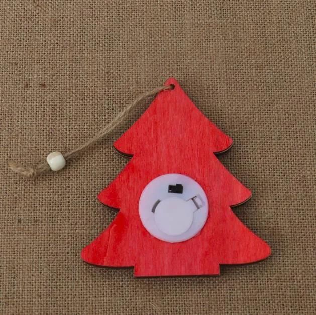 Christmas Tree Decorations Luminous Wooden Color Ornaments Christmas Tree Pendant