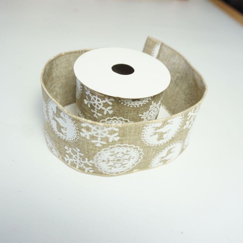 Factory Gift Polyester Logo Printing Christmas Decoration Custom Satin Ribbon with Logo Wired Ribbon Printing