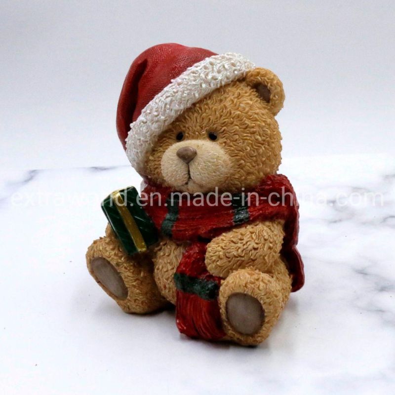 Christmas Gifts Polyresin Cute Bear Toy Ornaments Home Decoration