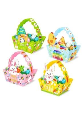 4PCS Easter Day Paper Snacks Treat Box with Bunny Chicks Design