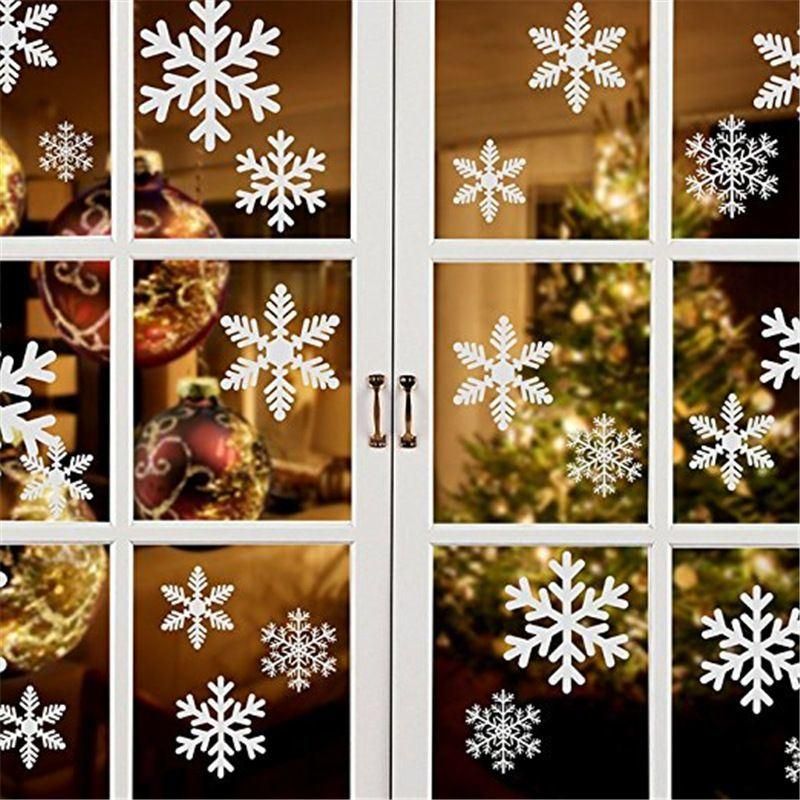 2022 New Christmas Stickers Electrostatic Window Glass Stickers Snowflake Santa Stickers Cute Cartoon Stickers