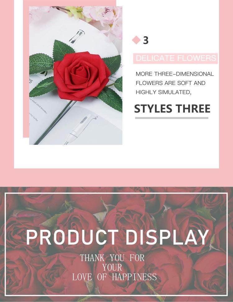 Hot Sale in Amazon 25PCS Each Box with Stem Foam Rose Flower for Flower Arrangement