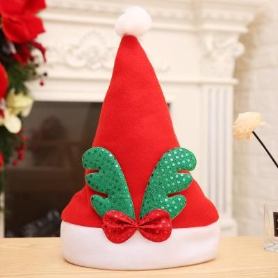 Shiny Elk Horns Santa Hat Christmas Party Hat for Kid Adult Santa Claus Gifts