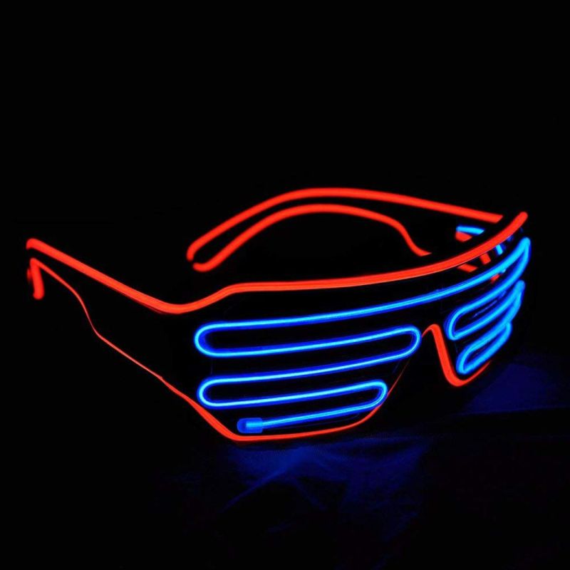 LED Shutter EL Wire Neon Rave Glasses Flashing LED Sunglasses