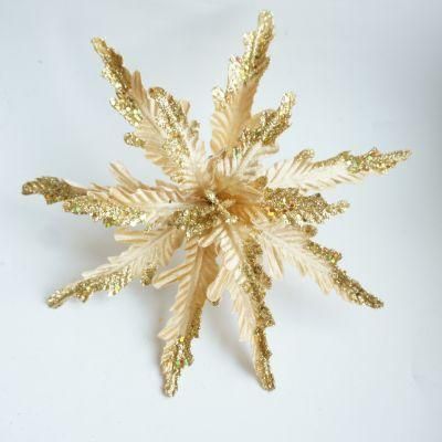 Christmas Poinsettia Decorations Glitter Artificial Christmas Flowers for Xmas Tree Ornaments