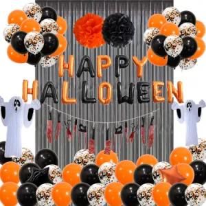 Halloween Paper POM POM Balloon Theme Party Bar Mall Background Wall Decoration