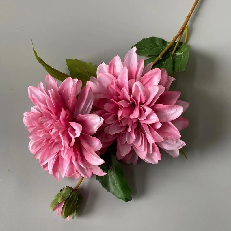 Factoty Wholesale Dahlia Chrysanthemum Silk Flower European and American Style Wedding Interior Decoration Flower Arrangement Artificial Flowers