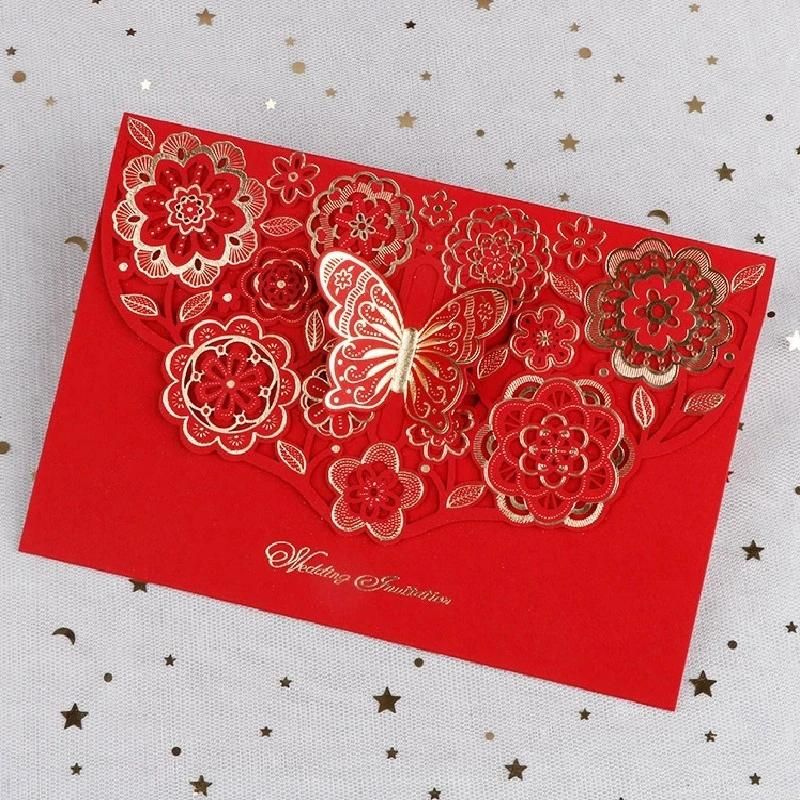 3D Butterfly Laser Cut Card Wedding Invitation with Envelope