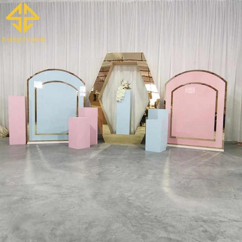 2021 New Design Gold PVC Wedding Decoration Backdrop Events Party Decor Cylinder