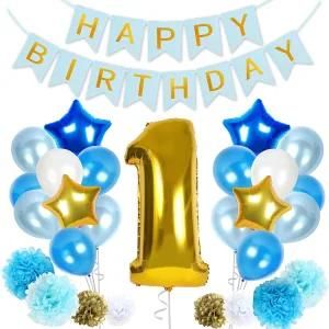 Umiss Paper Bunting Balloon Baby&prime;s First Birthday Decoration Party Decorations