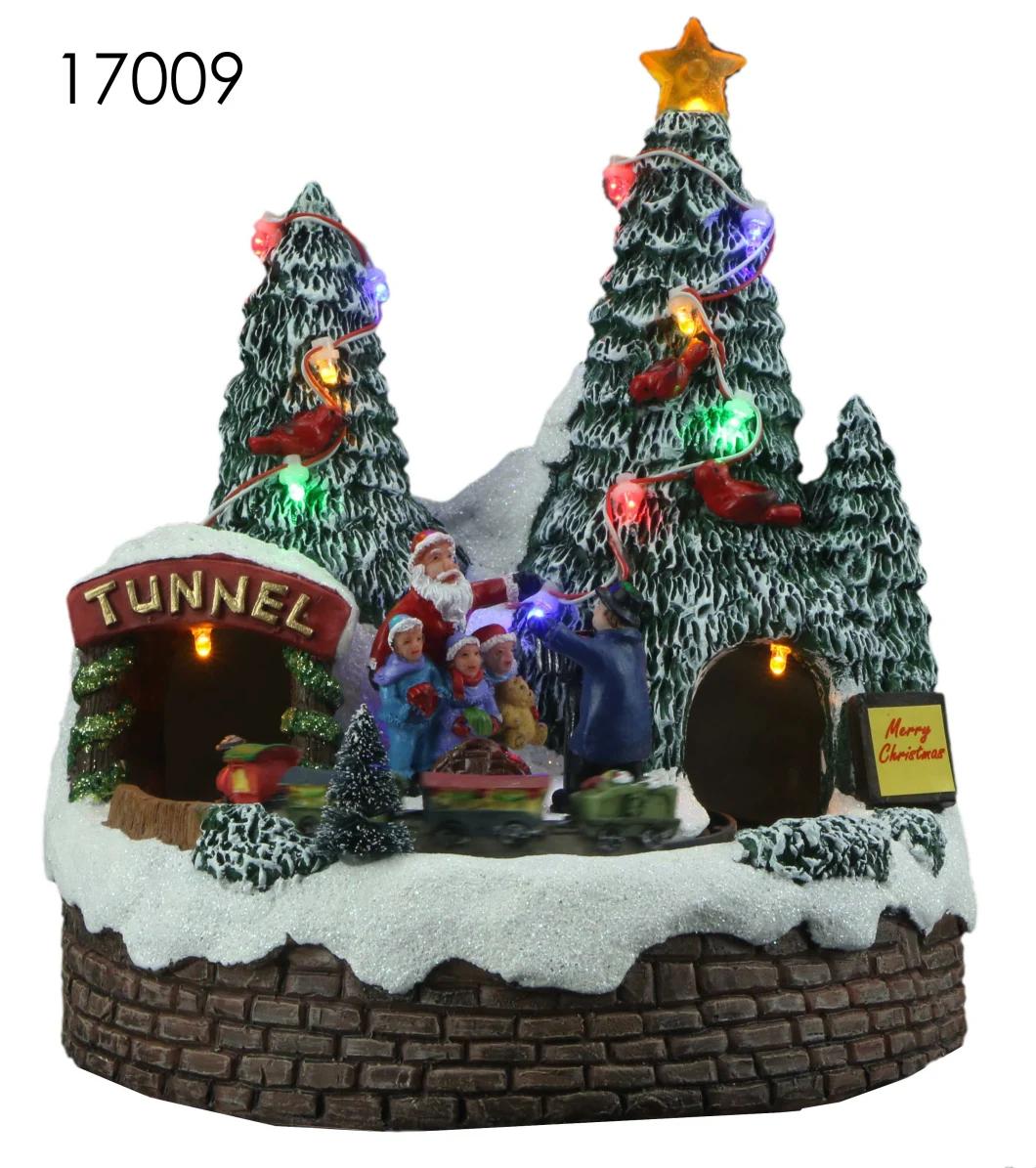 Hot Sale of The Stump House Comes with LED Lights and a Christmas Tree Spin Featurewith 8 Songs Music for Decorations