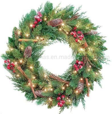 Artificial PE Mixed PVC Christmas Wreath with Christmas Decoration