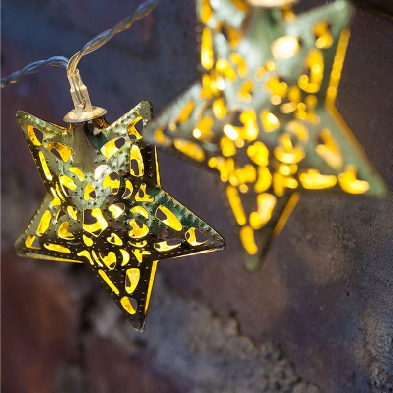 LED Lamp String Glitter Gold Stars String Elegant Holiday Design