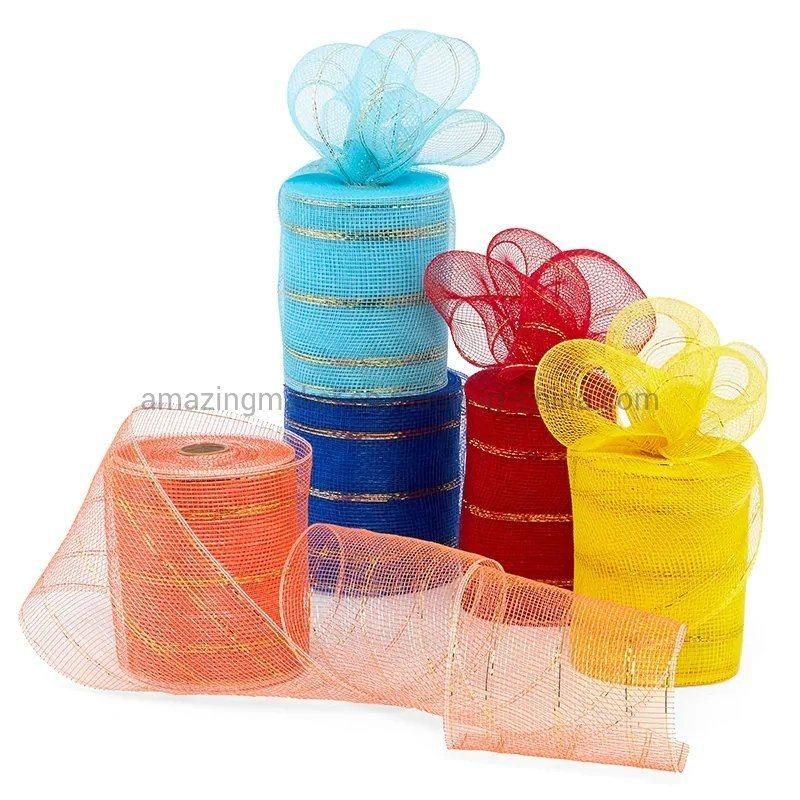 Metallic Stripes 6′′ Deco Mesh Ribbons for Wedding Party