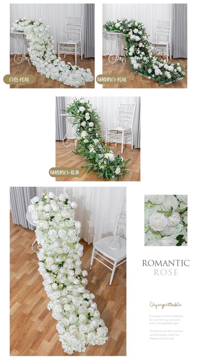 2 Meter 200cm Long Decorative Flower Row White Artificial Table Runner Flower