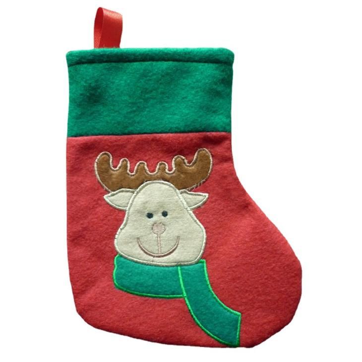 Factory Whole Sales Kinds of Xmas Socks with Velvet Woven Material Silk Printing Embroidery Logo Bronzing Logo and Heat Transfer Printing