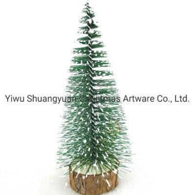 Christmas Tree Mini Pine Tree with Wood Base DIY Home Table Top Decor for Christmas Artificial Frosted Sisal Small Trees