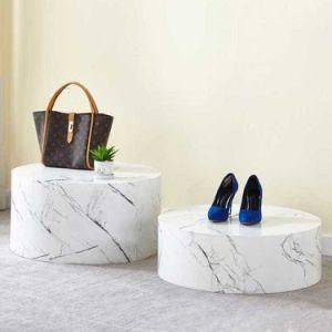 Factory Direct Sale Marble Pattern Wedding Decoration Round Acrylic Plinths