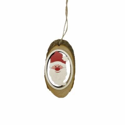 Oval Wooden Hanging Ornaments for Christmas Tree Decor
