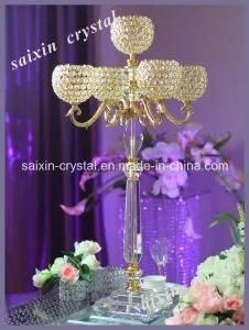 Gold Crystal Candelabra for Wedding Decoration