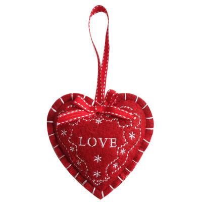 Nice Embroidered Handmade Felt Christmas Heart Decoration Ornament