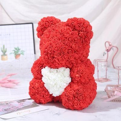 Handmade Craft Decorative PE Foam Graduation Gift with Gift Box 40cm Teddy Roses Bear