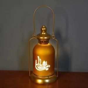 Metal Ramadan Eid Decor Mubarak LED Wind Lantern for Arabic Muslim Festival