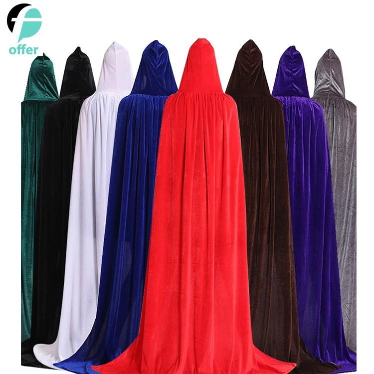 Hooded Cloak Long Velvet Vampire Halloween Costume Cape