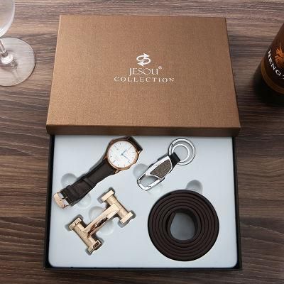 Creative Father&prime;s Day Business Gift Set with Watch Belt and Keychain for Men