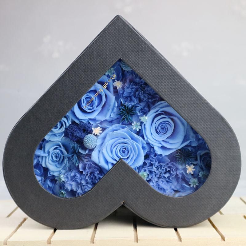 2018 New Style Romantic Valentines′ Day Gift Preserved Roses Flower in Heart Gift Box
