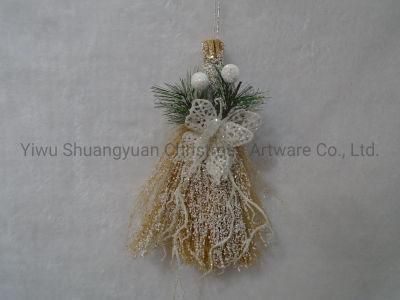 Christmas Hanging Besom with Butterfly for Holiday Wedding Party Decoration Supplies Hook Ornament Craft Gifts
