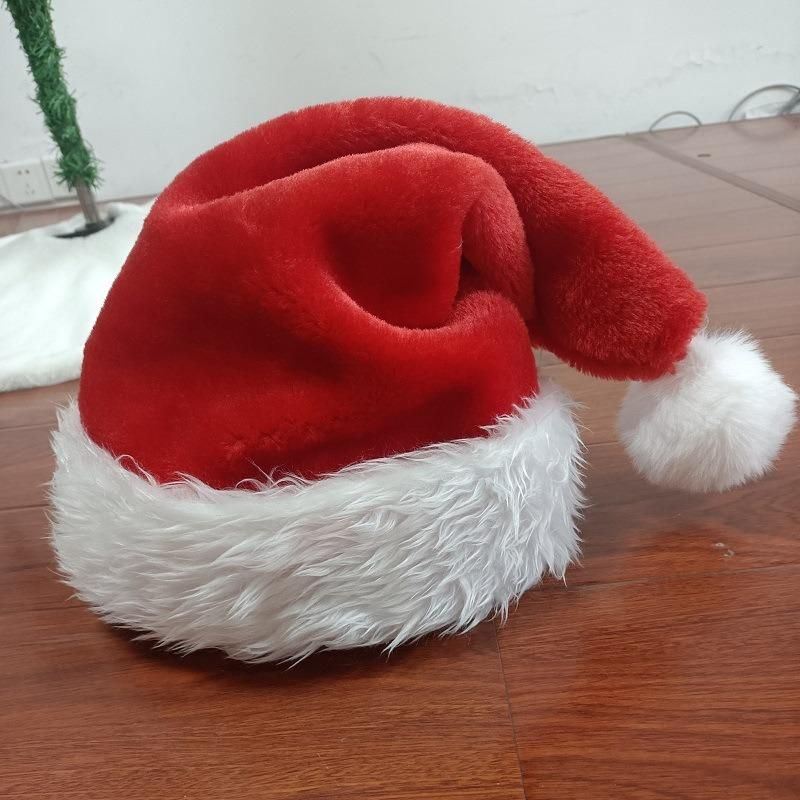 Santa Hat Plush Christmas Decoration Christmas Hats Non Woven Fabric for Kids Red OEM Item Oversized Color Weight Material Type for Men