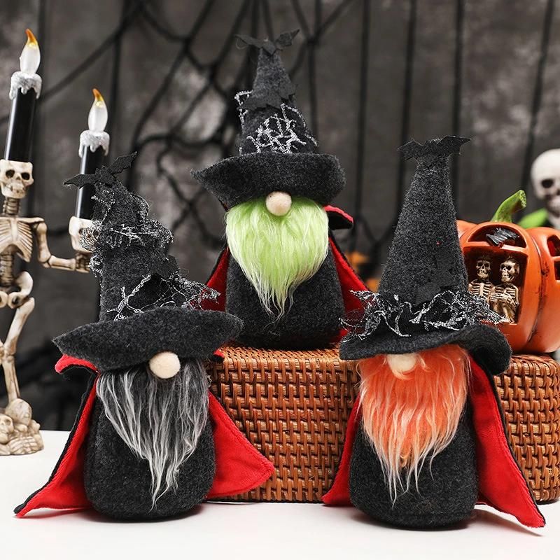 Cross Border New Halloween Vampire Action Figure Black Robe Rudolph Costume Party Bat Hat Faceless Old Man Doll